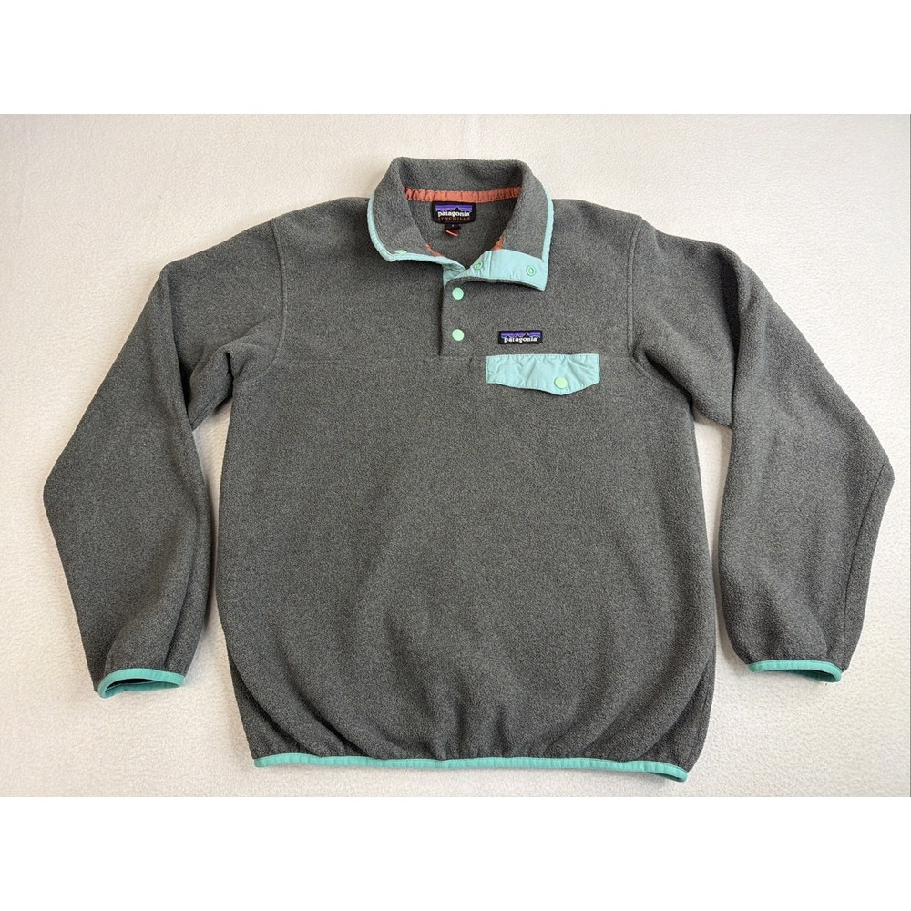 Patagonia Synchilla Jacket Women’s Sz Small Snap-T  Gray Fleece Pullover Outdoor